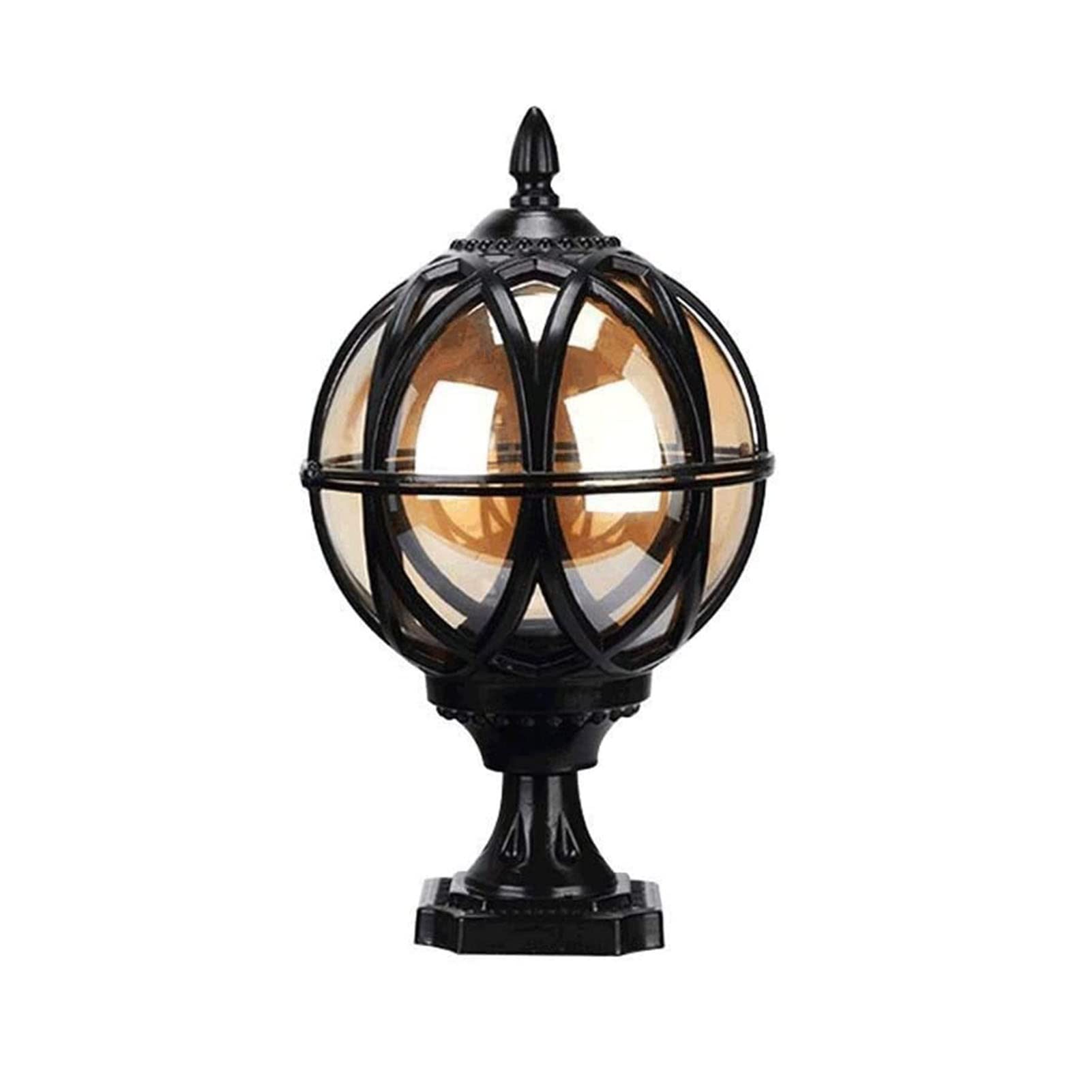 Wall Sconce Lighting Fixture Waterproof Fence Post Cap Lights Aluminum E27 Globe Pillar Light IP55 Exterior Rainproof Glass Lantern Victoria Landscape Post Light Villa Gate Wall Ga(Glass-38*21.5cm)