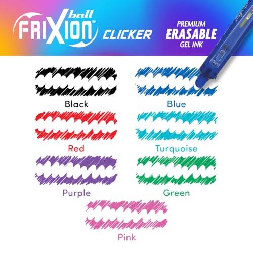 Image of Pilot FriXion Clicker Retractable Erasable Gel Pens, Fine Point, Assorted Color Inks, 7-Pack (31472)