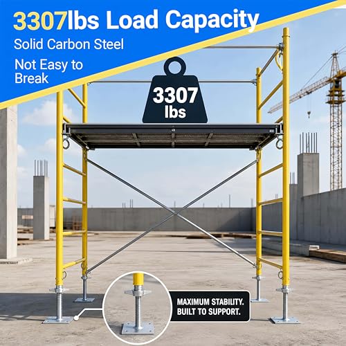 bimiti 4-Pack 18" Adjustable Leveling Jacks, 3307lbs Load Capacity Scaffold Jacks Feet, Galvanized Solid Screw Jacks with Base Plate for Baker-Style Scaffolding, Silver by bimiti - Image 5