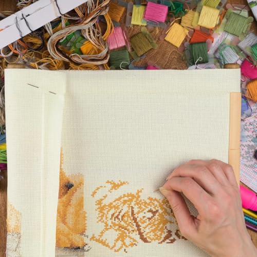 Image of Essentials By Leisure Arts Aida Cloth, 14 Count, Ivory, Cross Stitch Fabric, Embroidery Fabric, Cross Stitch Supplies for Crafting, Stitching, and Sewing Projects 30x36