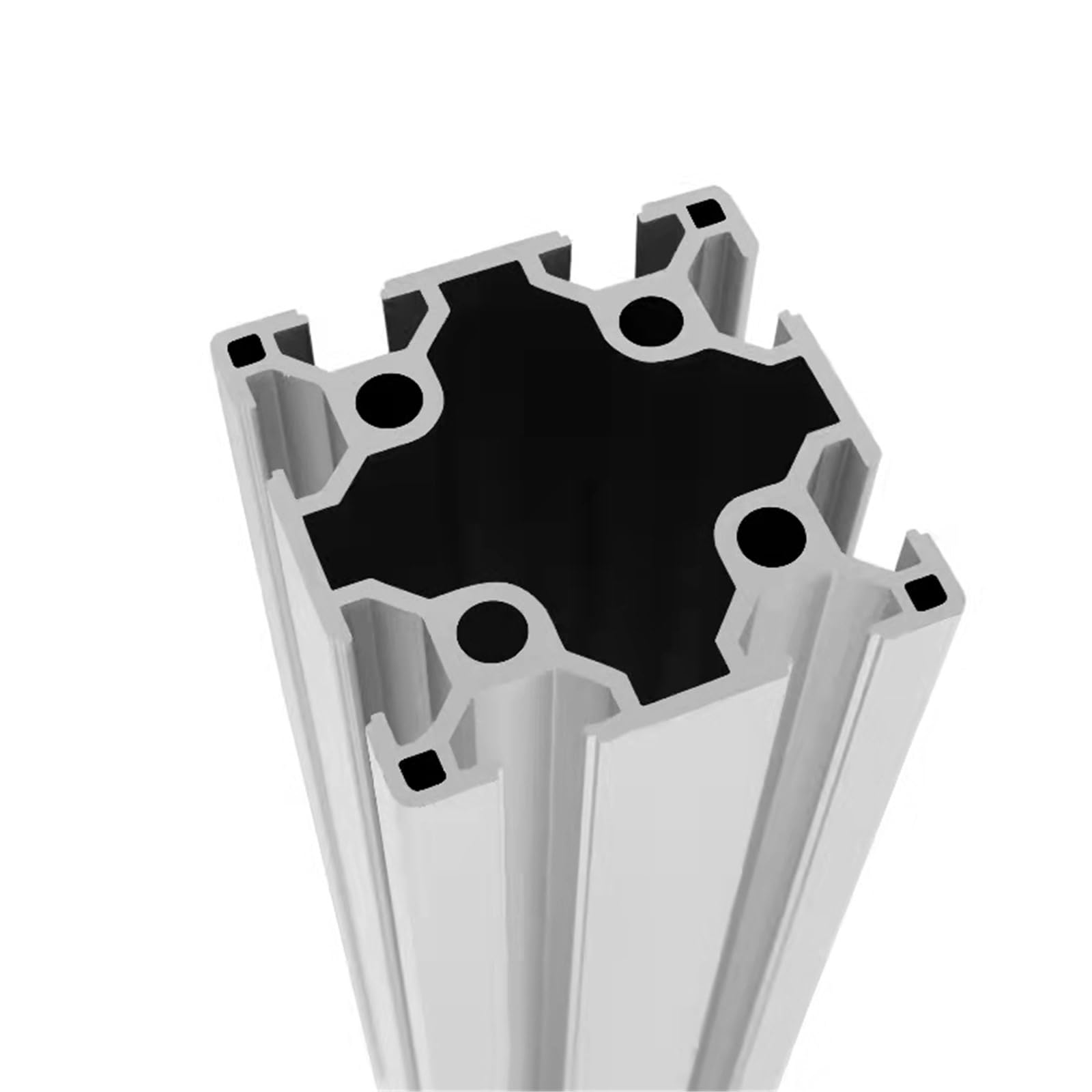 Perfil de aluminio, ranura en T doble Extrusión perfil 6060 Marco tubo cuadrado anodizado 60x60 mm for máquinas grabado Estantes flores Riel extruido(Silver,250mm long)