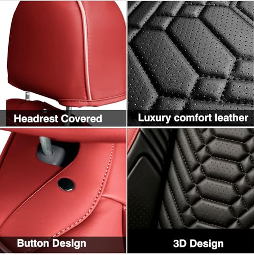 Image of Foneso Custom Leather Seat Covers for Truck Chevy Chevrolet | 3D Support Car Seat Covers Fit for Silverado / GMC Sierra 2007-2026 1500 2500HD 3500HD Crew Double Extended Cab, Front Seat