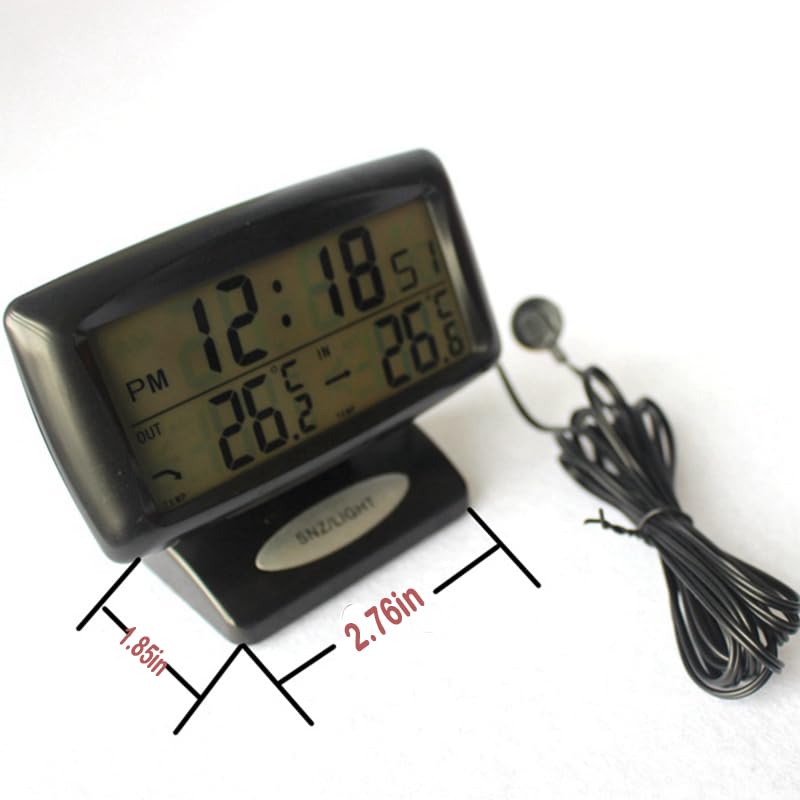 Auto Thermometer Electronic Clock LCD Home Car Indoor Outdoor Temp Monitor