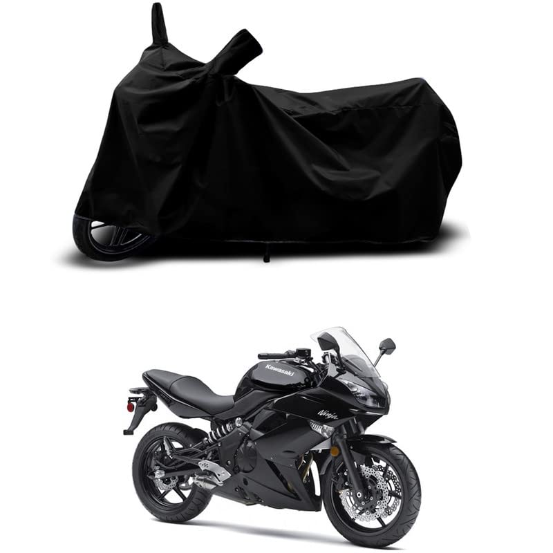 Image of 100% Scratchproof /UV-Rays /Heat Protection /Birds Dropping /Water Resistant /Dust Proof /Waterproof /Full Bike Scooty Two Wheeler Body Cover Compatible for Ninja 650R All Varients[Black]