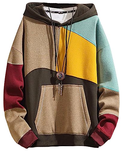 [AYISTELU] メンズ パーカー トップス フード付き 大きいサイズ ゆったり おしゃれ カジュアル 配色切り替え 服 暖かい 秋冬春 (JP, アルファベット, L, カラーA1)