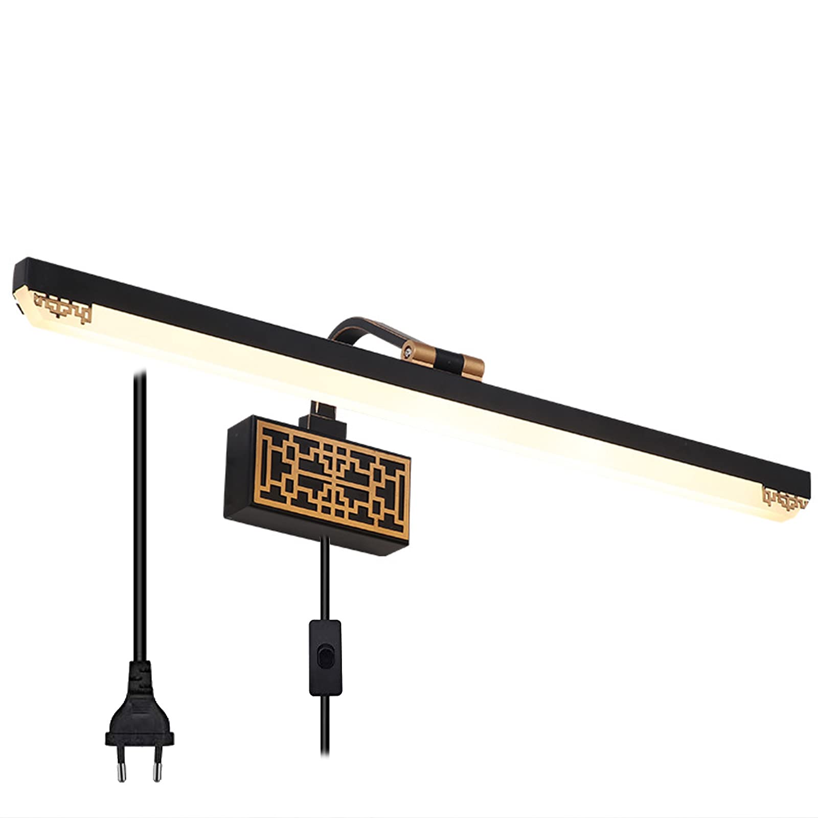 Lampa LED do lustra łazienkowego z wtyczką i przełącznikiem, lampa lustra w stylu vintage z akrylowym abażurem, antyczna czarna lampa ścienna 3000 K, ciepła biel 3000 K, lampa do toaletki