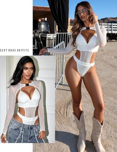 Image of Avidlove Rave Outfits for Women Festival Sexy Lingerie Bodysuit 2 Piece