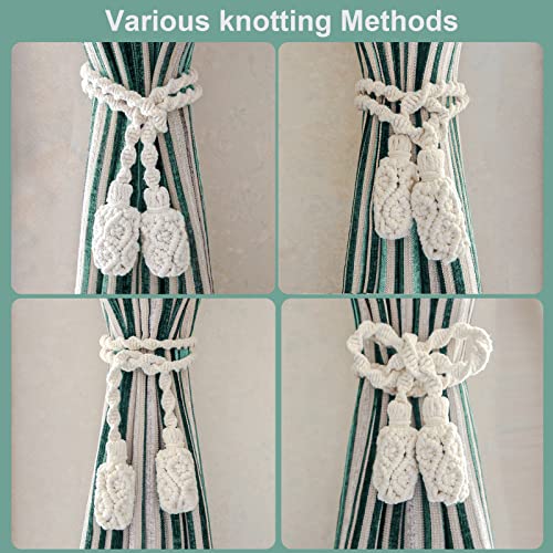 Curtain Tiebacks, 2 Pack Cotton Cord Curtain Ties Handmade Braided Curtain Holdbacks for Home Curtain Decorative Window Drape TieBacks - Image 3