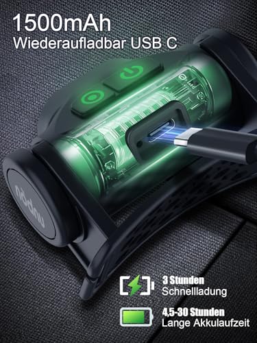 UNBON Stirnlampe LED Wiederaufladbar, Kopflampe Stirnlampe Aufladbar USB C Extrem Hell Dimmbar mit 3 Lichtmodi, Sensor und Magnet… – Ansicht 5