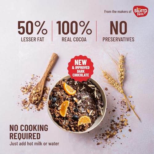 Image of Mille High PROTEIN Chocolate Oatmeal with Fruit & Nuts | Power of 5 grains - Oats, Ragi, Jowar, Barley, Wheat | Flax seeds, Almonds, Raisins | Healthy High Fibre Breakfast Cereal | 400g