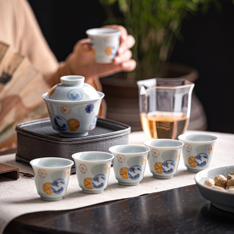 釉下色白磁セラミックカンフーティーセット中国式ティー家庭やオフィス 釉下色白磁セラミックカンフーティーセット中国式ティー家庭やオフィス