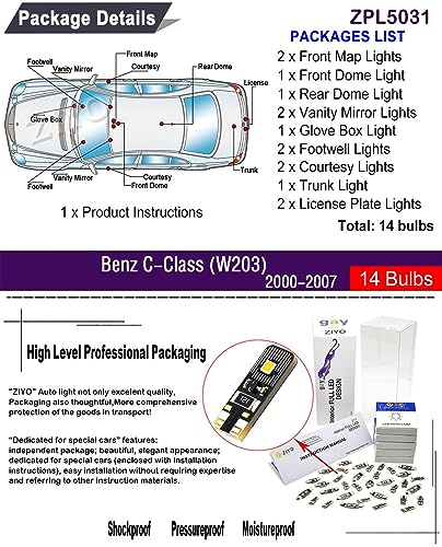 Kit de 14 Bombillas LED para Interior de Auto ZIYO miniatura 2