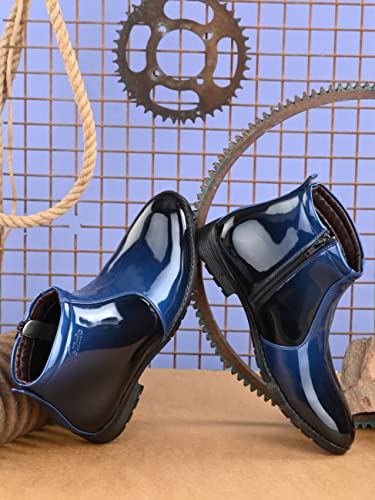 Image of Vellinto Royal Look Shoes for Men ll Casual Shoes for Men ll Patent Leather Zip /Chain Boots for Men