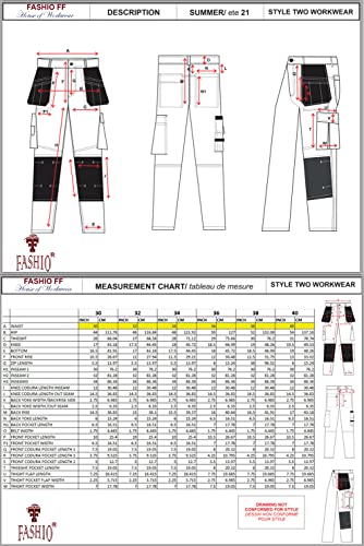 Fashio Mens Construction Pants Carpenter Utility Tool Pockets Cordura Knee Reinforced Work Wear Pants Safety Trousers S2 Black W36-L30 #TOP5