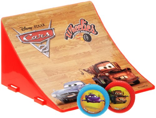 Dickie-Spielzeug 203089516 - Disney Cars 2 - Wheelies Jump Ramp, Rampe inklusiv 2 Wheelies, Rampe: 15 x 9 cm, sortiert