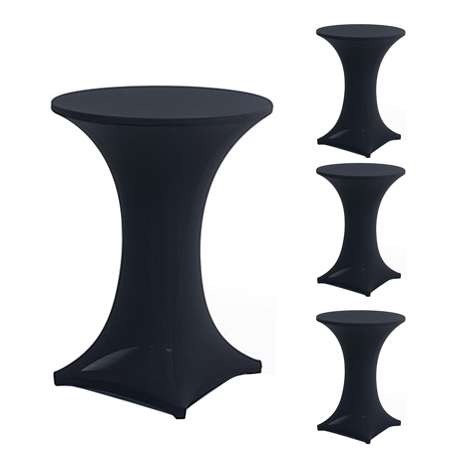 Nappe mange debout pour réception de mariage et banquet table de cocktail extensible noire 4 pièces