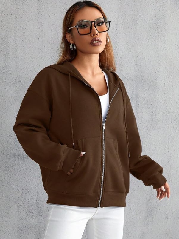 Image of Imsa Moda Women's Polycotton Fleece Plain Full-Zip Hooded Winter Jacket | Casual Hoodie with Kangaroo Pocket | Comfortable Warmwear