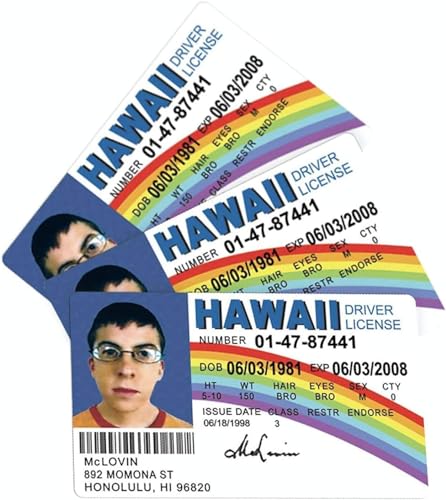 Image of McLovin ID Sticker 3 Pack - Vinyl Waterproof Non-Fade Sticker Decal for Car Bumper, Laptop, Wall, Window - 5 inch Superbad /Prank Items /Fake ID License /Professional Quality