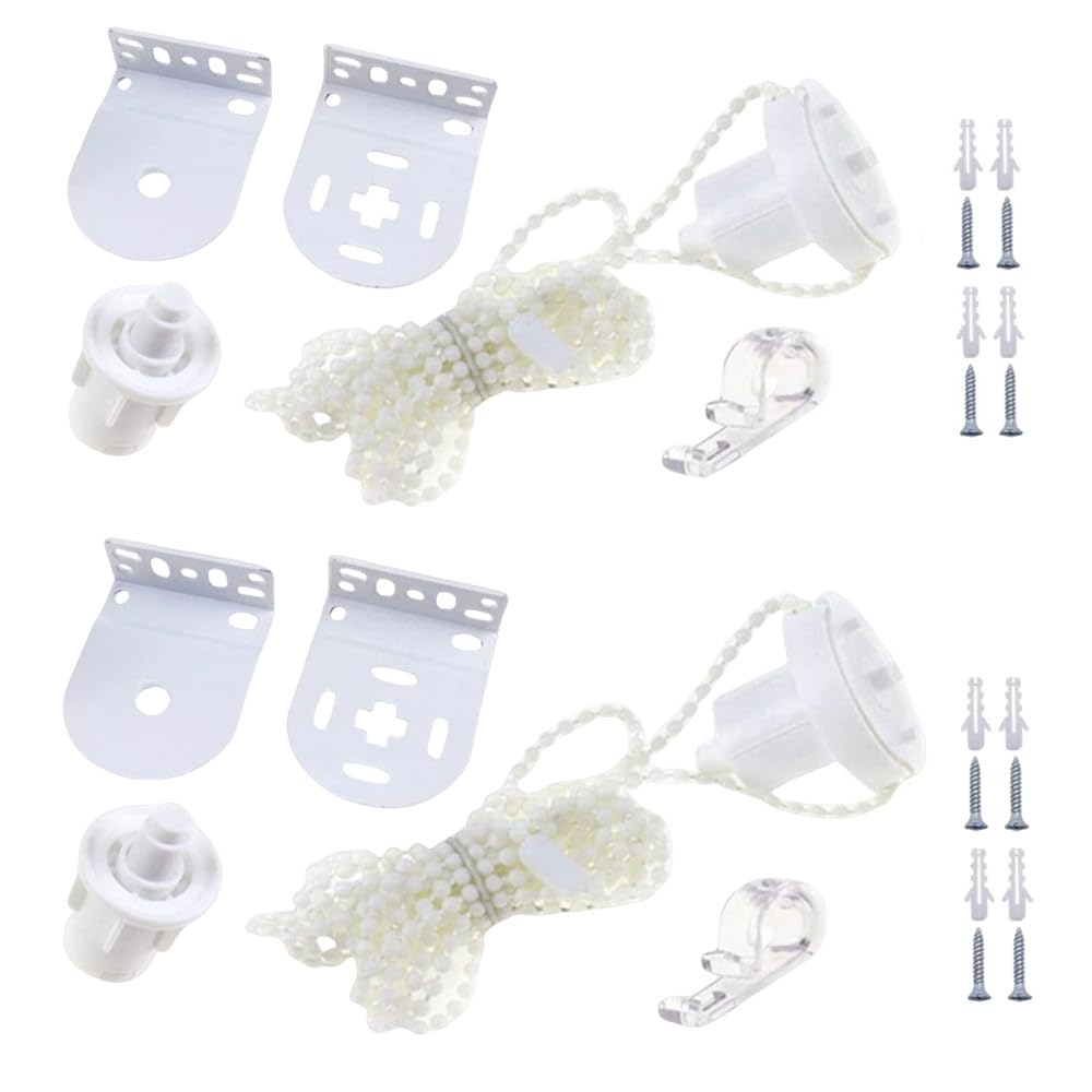 Roller Blind Repair Kit,Roller Blind Brackets with a Outside Diameter of 32mm,Window Blind Accessories with Beaded Chain for Fixing Curtain Blinds,2Pack