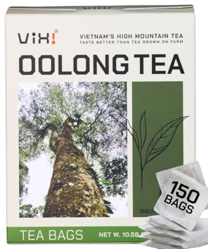 Image of VIXI Green Oolong Tea Bags, 150 Counts, Vietnam's Mountain Tea, Caffeinated, Tagless, Balanced Taste, 100% Natural from Ancient Tea Tree, Perfect for Hot and Cold Brew