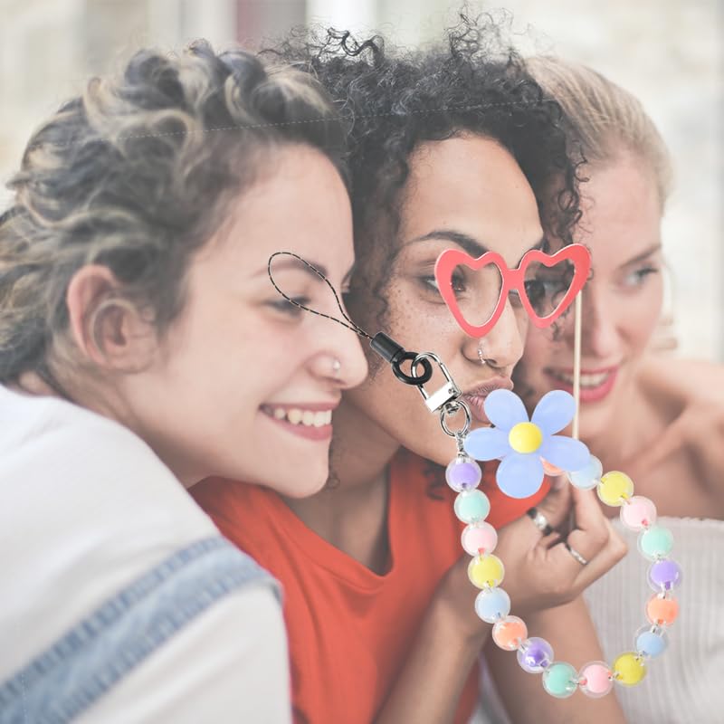 Miniatura 2 de Cordones de muñeca para teléfono celular con cuentas para mujeres, adolescentes, niñas, antirrobo, correa de teléfono para teléfono, llavero