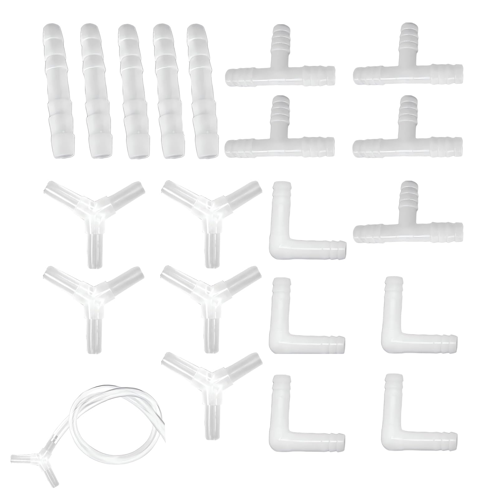 20 Pièces Raccord pour Valve d'air d'Aquarium, Connecteurs de Pompe à Air d'Aquarium, Y/T/L/I connecteurs pour Tuyau, Aquarium en Plastique Transparent Connecteur de Tube à Air