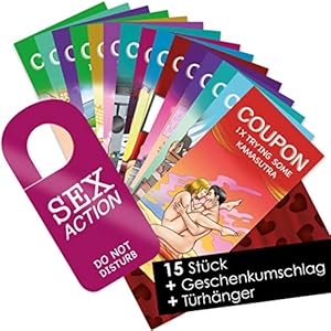 WeddingTree 15 Sex Gutscheine Comic Liebesgutscheine – Frech sexy Erotik Geschenk für Paare – GRATIS Türschild „Bitte…