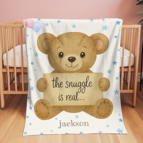 Image of Personalized Baby Blanket with Name, Custom Name Blanket for Kids Soft Flanne Blankets in Easter Personalized Baby Gifts for Infant Newborn Shower (Yellow)