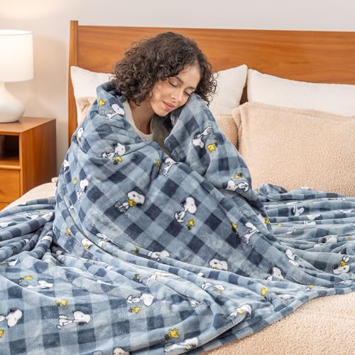 Image of Berkshire Blanket Peanuts VelvetLoft Cute Character Snoopy Plush Blanket,Navy Tonal,Twin 60 in x 90 in (Official Peanuts Product)