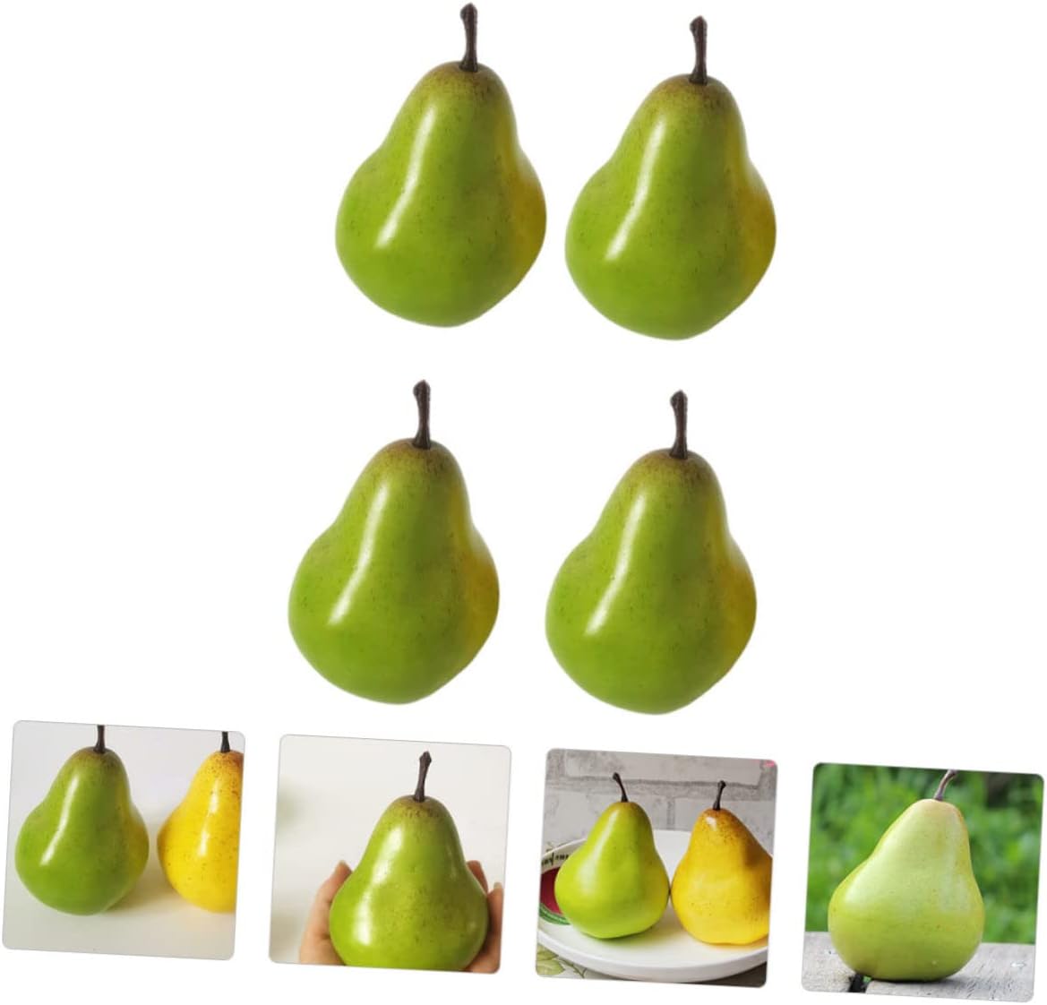 ABOOFAN 4pcs Simulated Green Pear Fruit Model Fake Fruit Food Decor Table Fruit Bowl Filler Decorative Pear Artificial Pears Decoration Simulation Pears Faux Fruit Decor Foam Mini Crafts