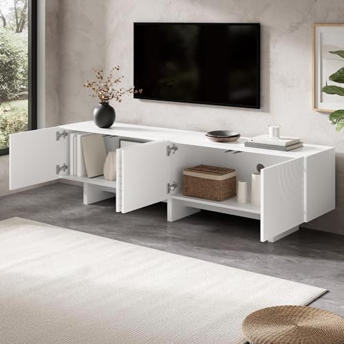 Mueble de TV minimalista de 170 cm para organizar tu salón con estilo blanco 6