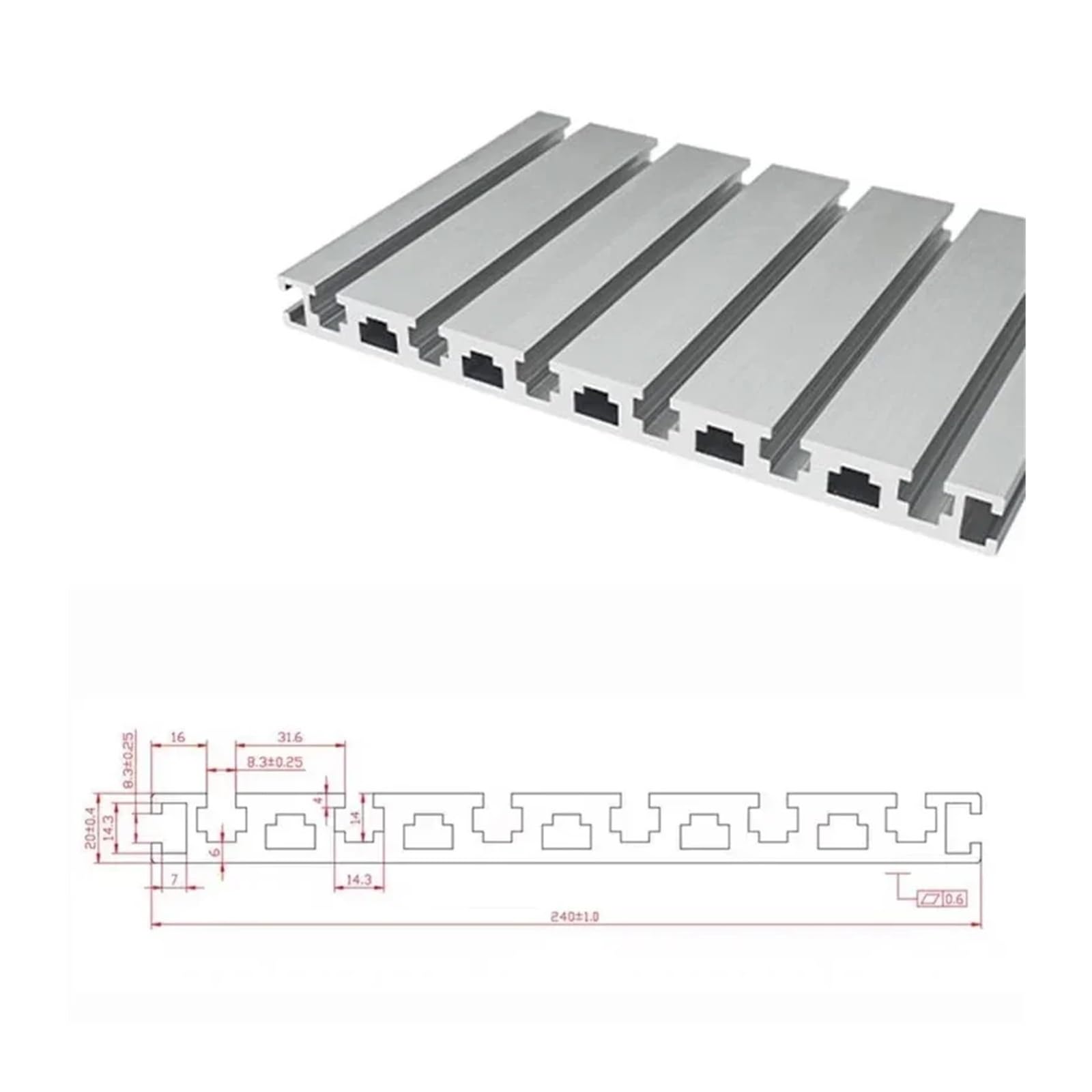 Aluminium 20240 EU-Standardprofil | CNC-3D-Drucker-DIY-Konstruktion: EU-Standard 20240 Aluminiumprofil 100–1420 mm(100mm)