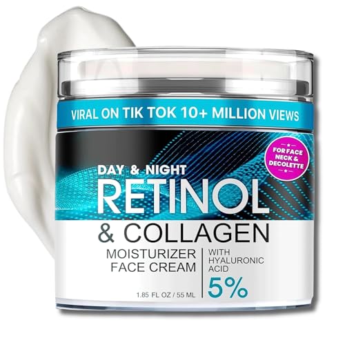 Retinol Cream for Face, Advanced Retinol Collagen Cream for Face with 5% Hyaluronic Acid, Anti-Aging Retinol Cream, Anti-Wrinkle, Reduce Fine Lines Lifting and Firming Cream, 24-Hour Face Care 55ml
