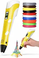 Caneta 3D Infantil Impressora Profissional com Refil e USB (Amarelo)