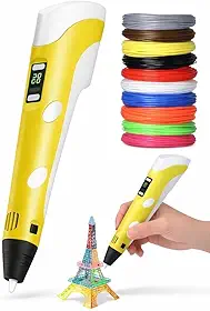 Caneta 3D Infantil Impressora Profissional com Refil e USB (Amarelo)