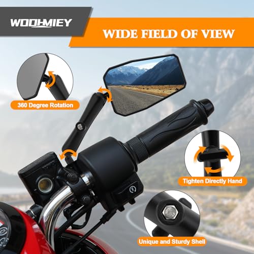 WODHMIEY Motorcycle Rearview Mirror, Aluminum Alloy Foldable Rearview Mirror, 360° Adjustable Motorbike Side Mirror, Suitable for Motorcycles, Dirt Bikes, ATVs, and Electric Vehicles - Image 6