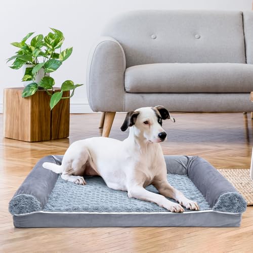 LN COZY CORNER Large Dog Bed, Dog Couch with Removable Washable Cover,Memory Foam Orthopedic Sofa Bed with U-Shaped Bolster, Non-Slip Bottom for Small, Medium, and Large Dogs (106x76x17CM) - Image 3
