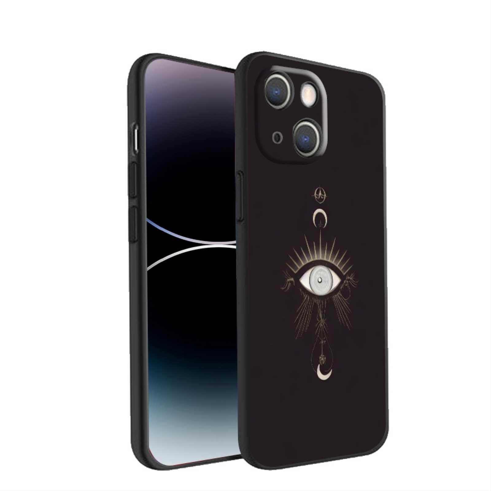 Compatible with iPhone 14 Pro Max Evil Eyes Case,Magic Evil Eyes Celestial Moon Witchy Fashion Pattern for iPhone Case Men Women,Anti-Slip Soft Silicone Protective Gifts Case for iPhone