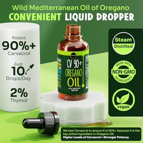 image for Maju Superfoods MAJU Oregano Oil Drops - Potent 90%+ Carvacrol (2 fl O
