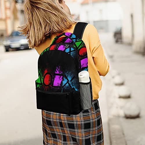Kazynee Gamepad Gaming Laptop Backpack,Splatter Paint Retro Gamepad Keys Backpack College School Travel Backpack One Size #TOP5