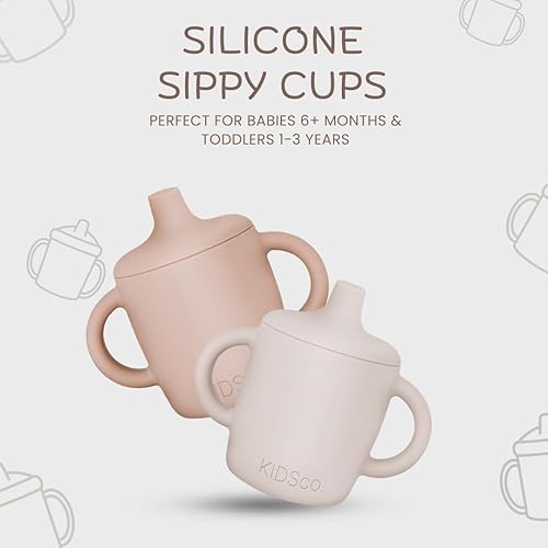 Miniatura 2 de Vasos de silicona para bebés y niños pequeños a partir de 6 meses, taza de entrenamiento a prueba de derrames de 5 onzas con boquilla suave y asas