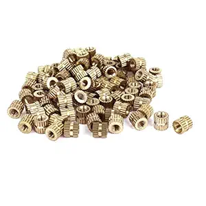 M3x5mm(L)-5mm(OD) Metric Threaded Brass Knurl Round Insert Nuts 100pcs