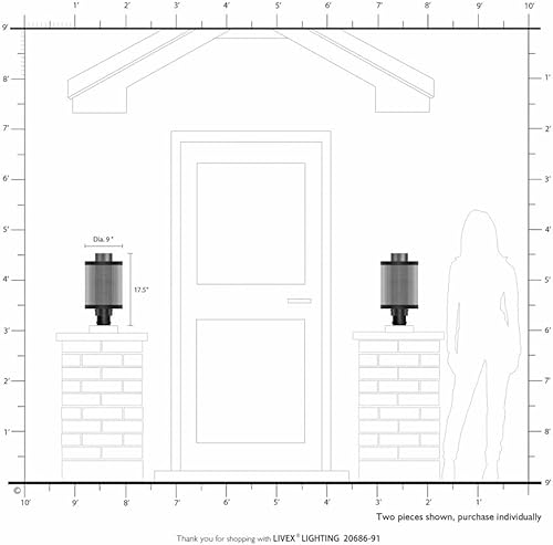 Miniatura 5 de Livex Lighting 20686-14 - Luz de poste negra con textura de 1 luz