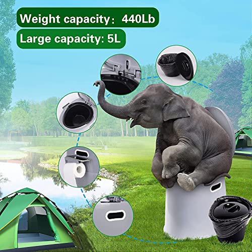Mamahome Portable Toilet Camping Toilet, Upgraded Travel Toilet, With Detachable Inner Bucket And Detachable Toilet Paper Holder, Detachable Toilet Paper Holder (Gray), Large, (D-1Pc-Grey) #TOP2