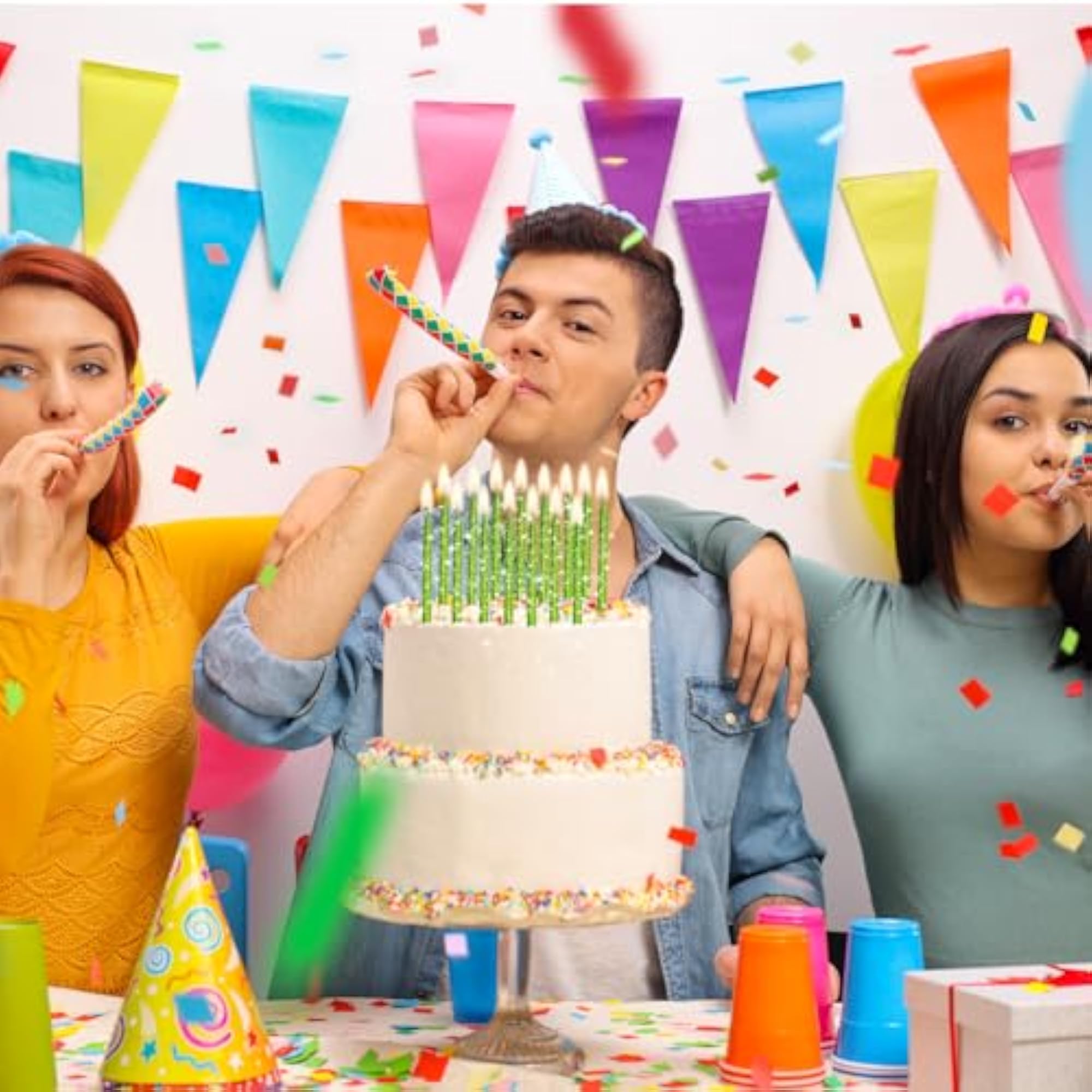 24-Count Glitter Long Thin Birthday Candles