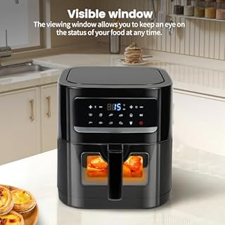 7L Air Fryer Fenetre Visible | Friteuse Sans Huile Eingebaute Beleuchtung, 9-en-1 Programmes Friteuse Air Fryer Commande Tactile Température max 200℃, Friteuse à Air XL 1800W Cuisiner Moins D'huile
