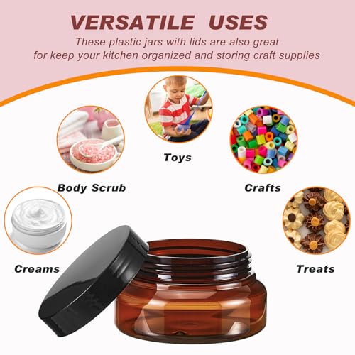48 Pack Plastic Cosmetic Jars with Lids Label, 5 oz, Brown by Tessco for you - Used condition - Image 6