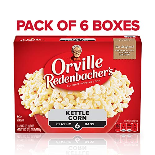 Orville Redenbacher's Kettle Corn Microwave Popcorn, 3.28 Ounce Classic Bag, 6-Count, Pack of