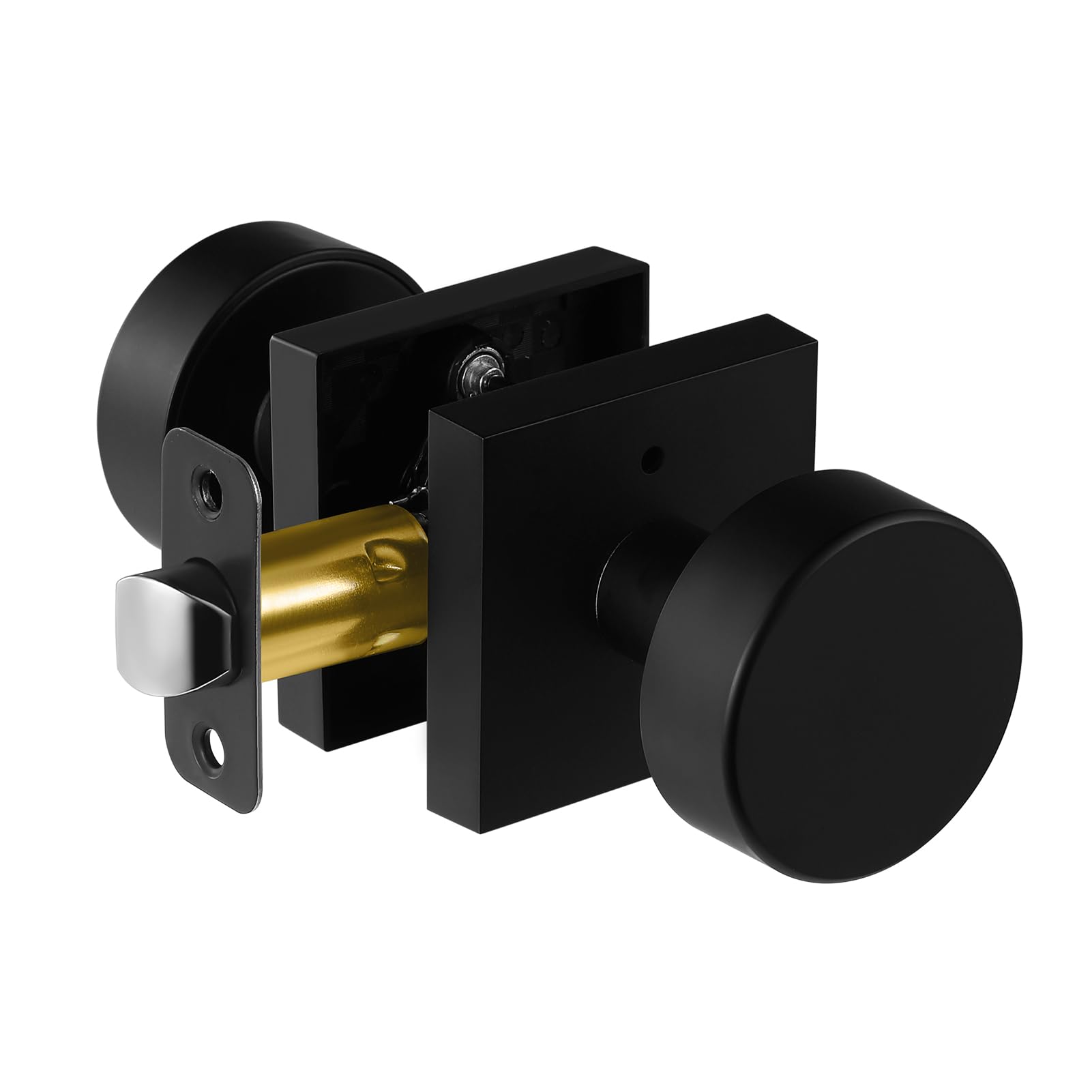 newliplace Black Privacy Door Knob, Black Door Knobs Interior with Lock, Matte Black Interior Round Door Knob for Bathroom Bedroom