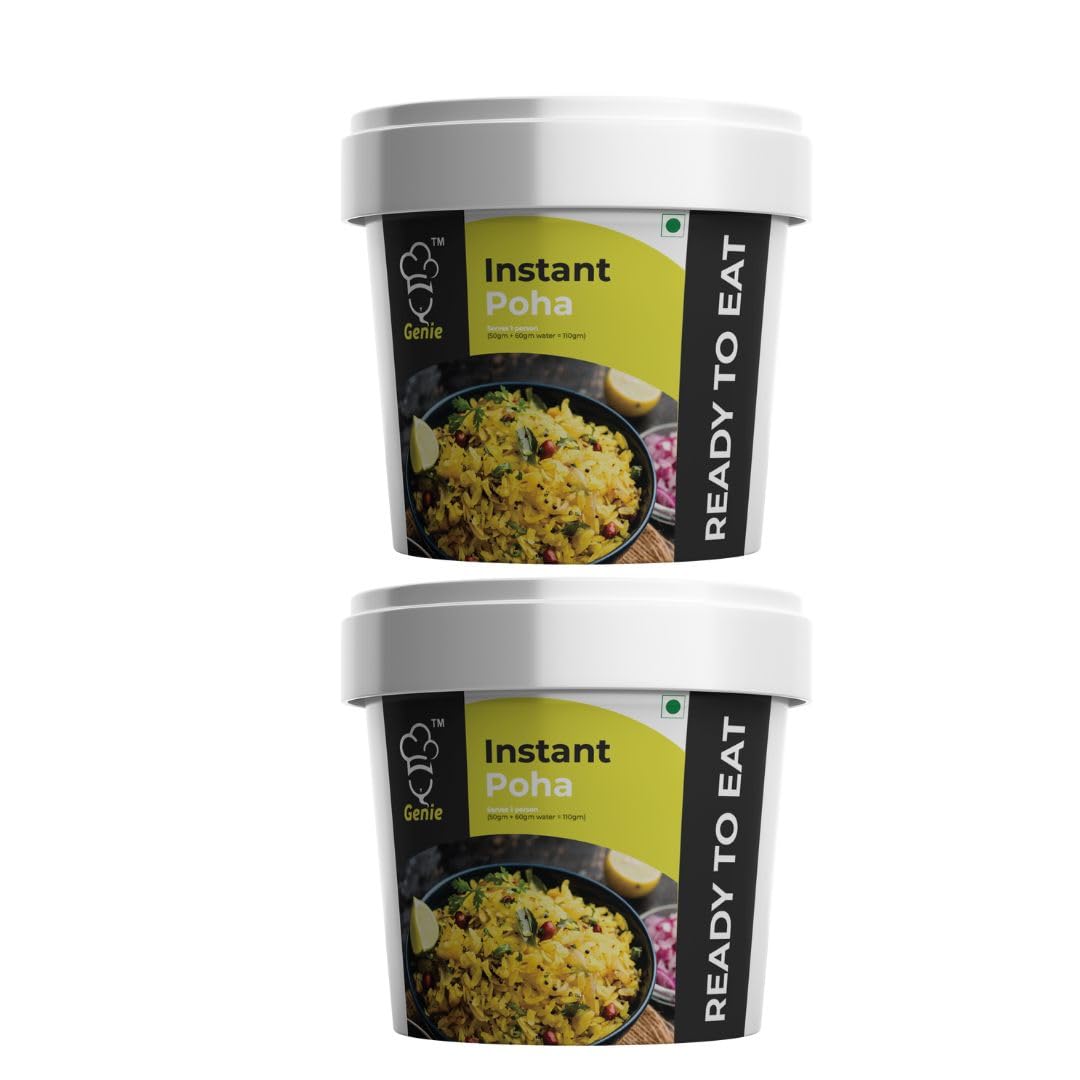 GENIE FOOD Instant Ready to Eat Jain Poha (60g) Just Add boiled Water Ready to Eat Jain Food Healthy Breakfast High in Fibre White Thick pack of 2 (B0DFMFHSMR) Amazon Price History, Amazon Price Tracker